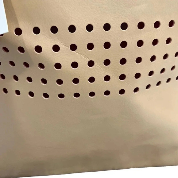 Lord & Taylor Beige Perforated Large Tote - Picture 3 of 9